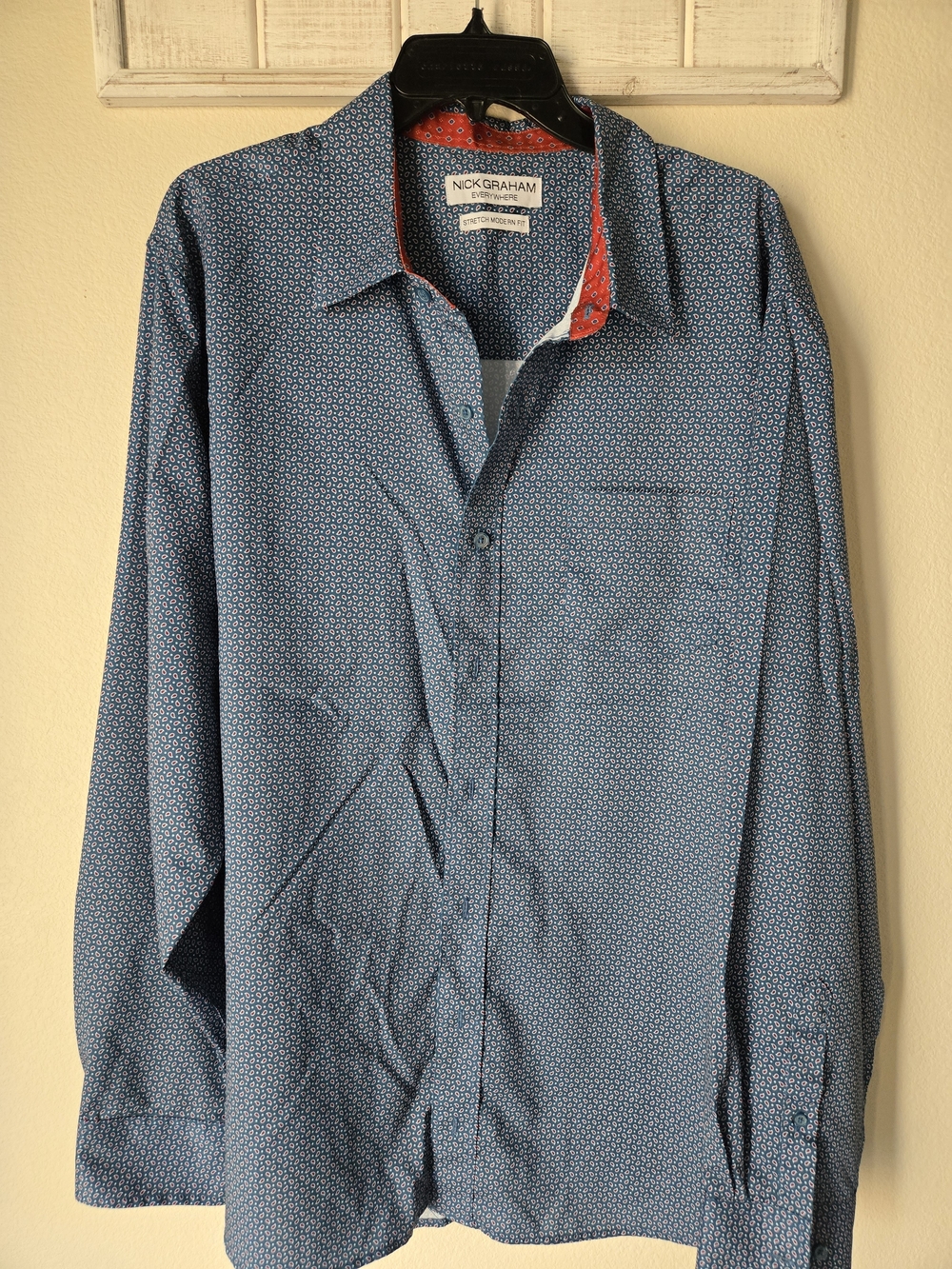 Nick Graham Men's Blue Micro-Pattern Button-Down Shirt